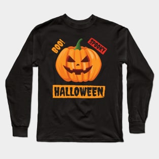 Boo! Spooky Halloween Pumpkin Face Long Sleeve T-Shirt